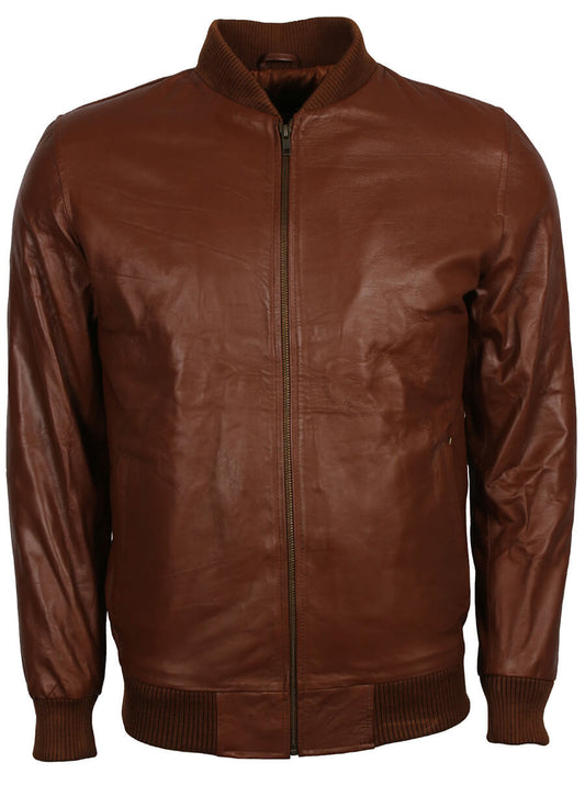 Men's Brown Bomber Leather Jacket