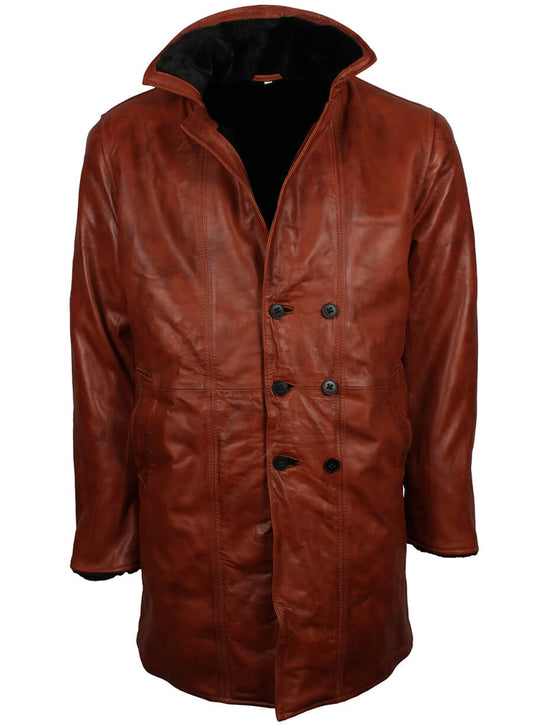 Men's Brown Fur Leather Coat