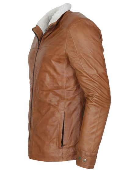 Men's Brown Fur Lined Winter Jacket