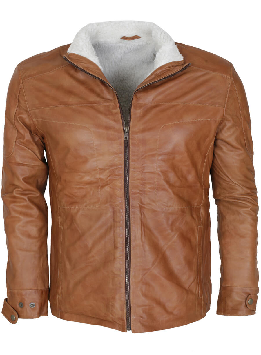 Men's Brown Fur Lined Winter Jacket