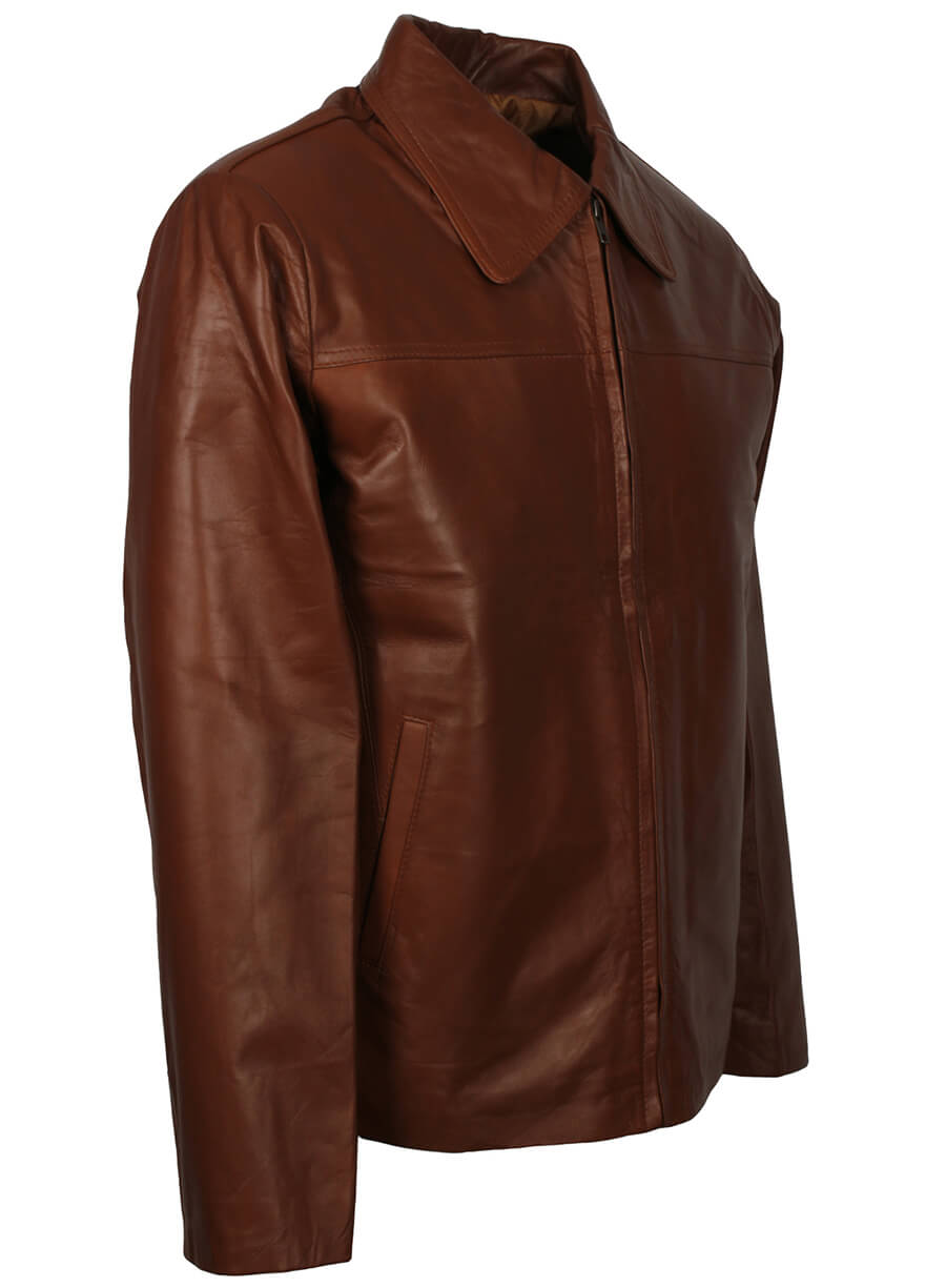 Men's Brown Trucker Leather Jacket