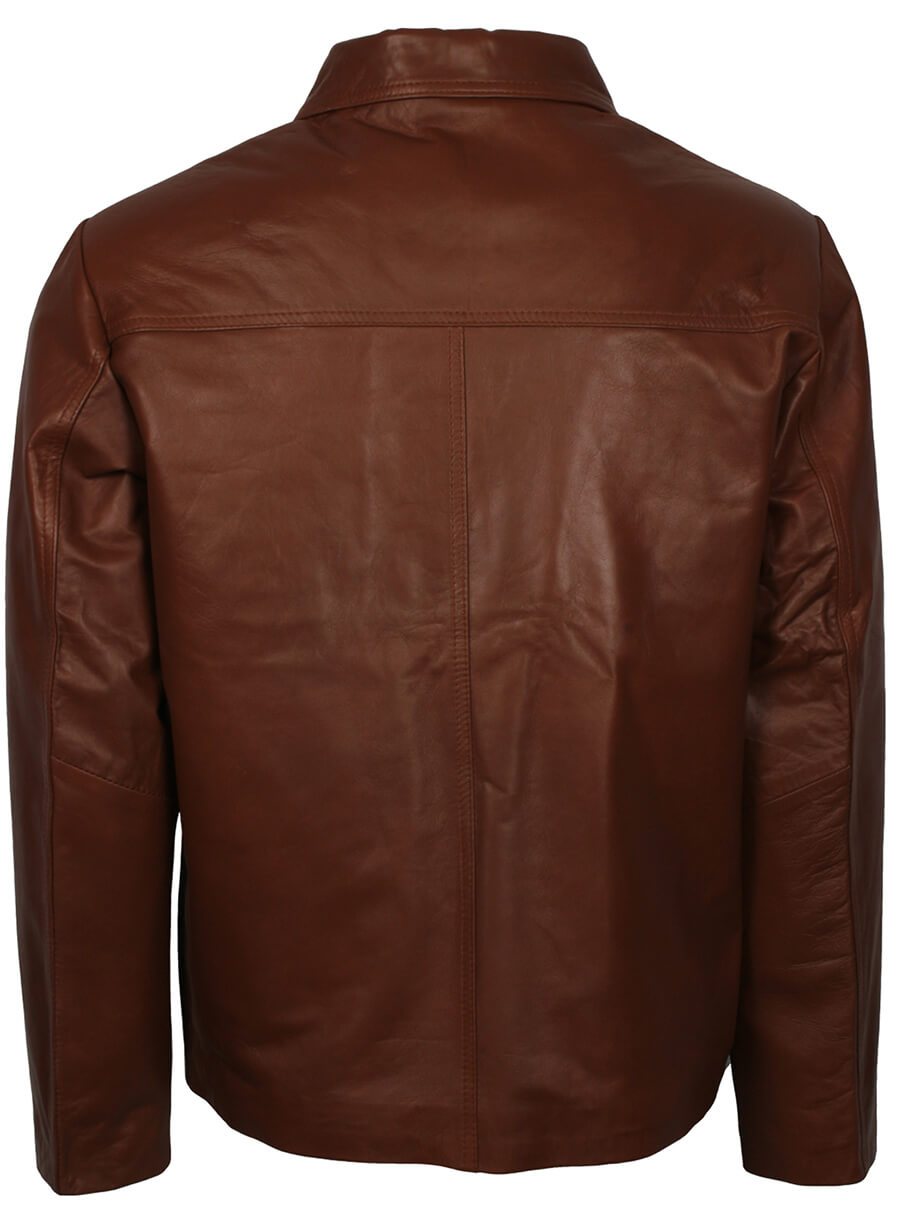 Men's Brown Trucker Leather Jacket