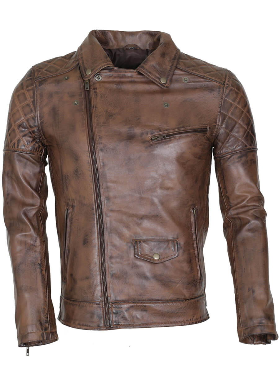 Mens Dark Brown Biker Brando Vintage Real Leather Jacket