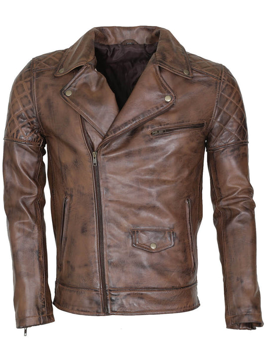 Mens Dark Brown Biker Brando Vintage Real Leather Jacket