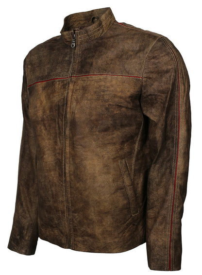 Men's Distressed Brown Leather Jacket