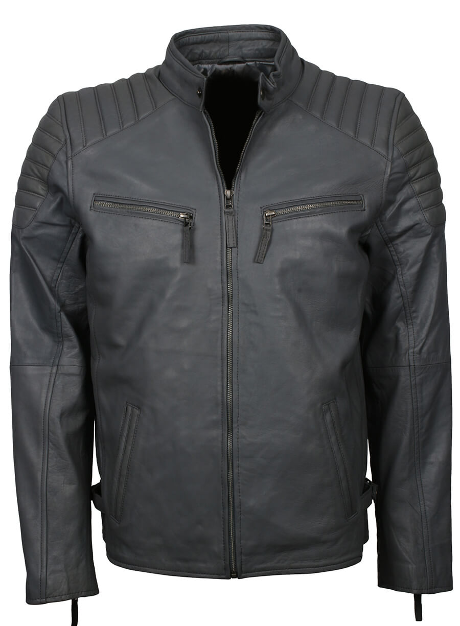 Men's Grey Fashion Leather Jacket