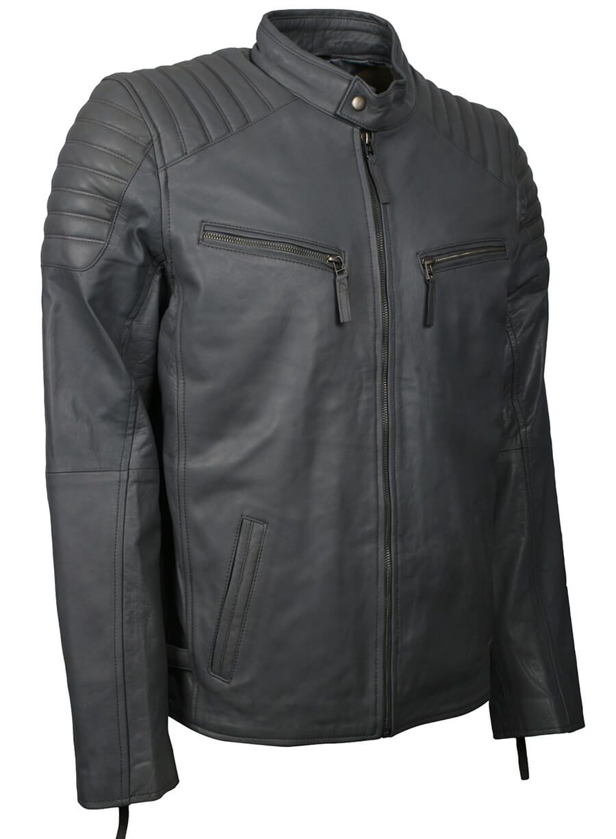 Men's Grey Fashion Leather Jacket