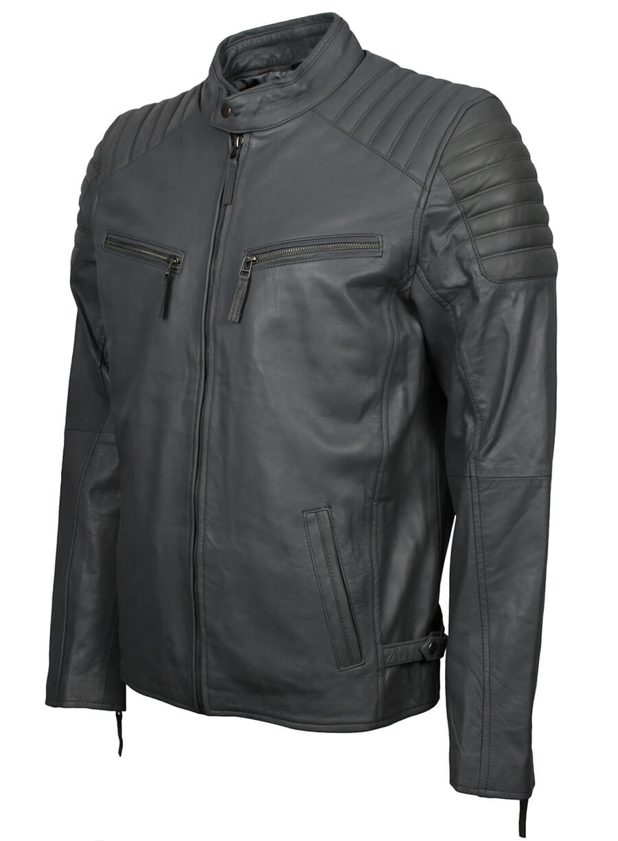 Men's Grey Fashion Leather Jacket