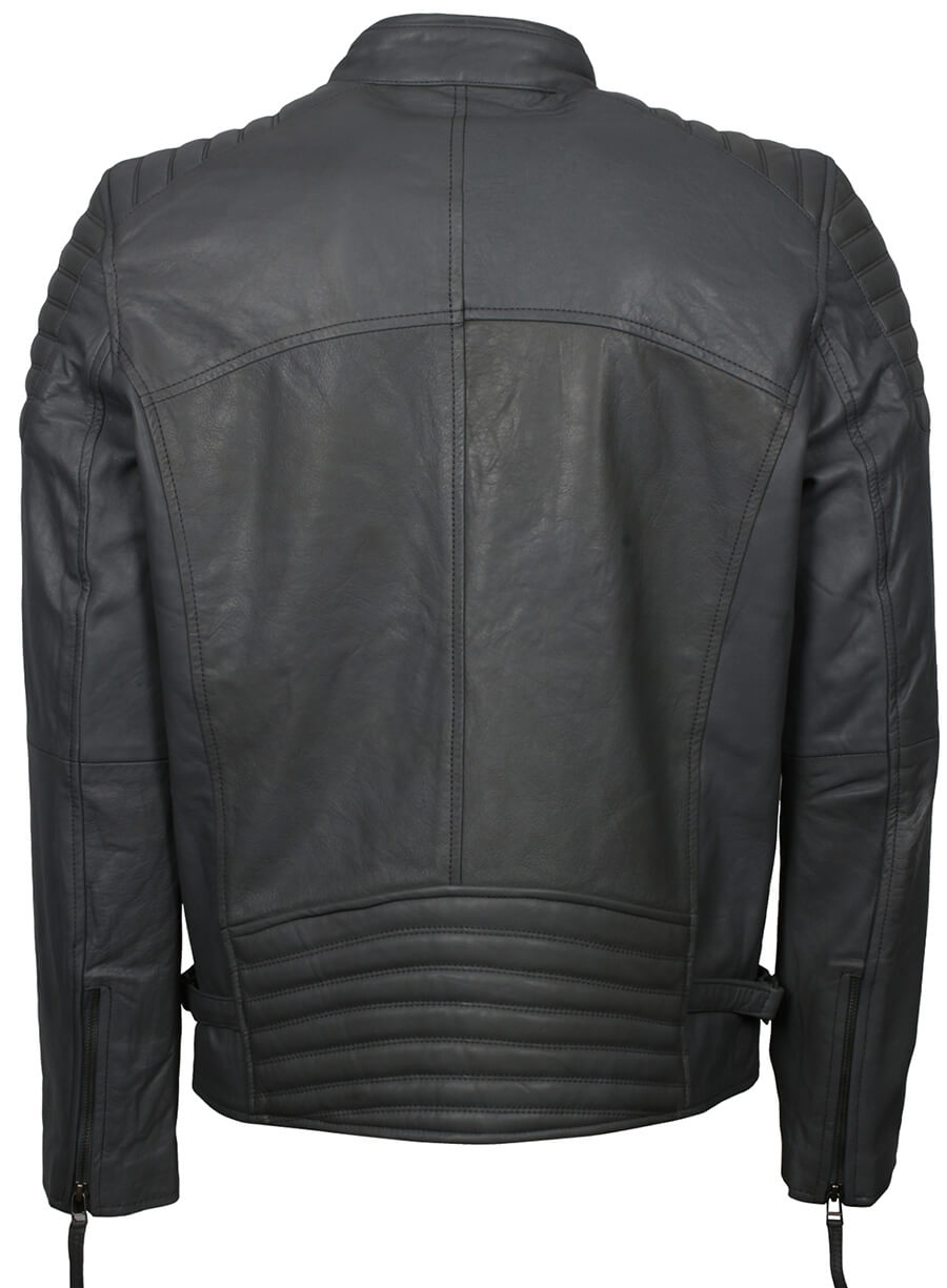 Men's Grey Fashion Leather Jacket