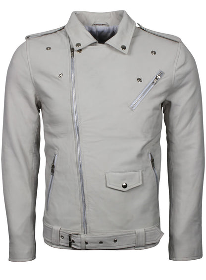 Men's White Brando Biker Jacket