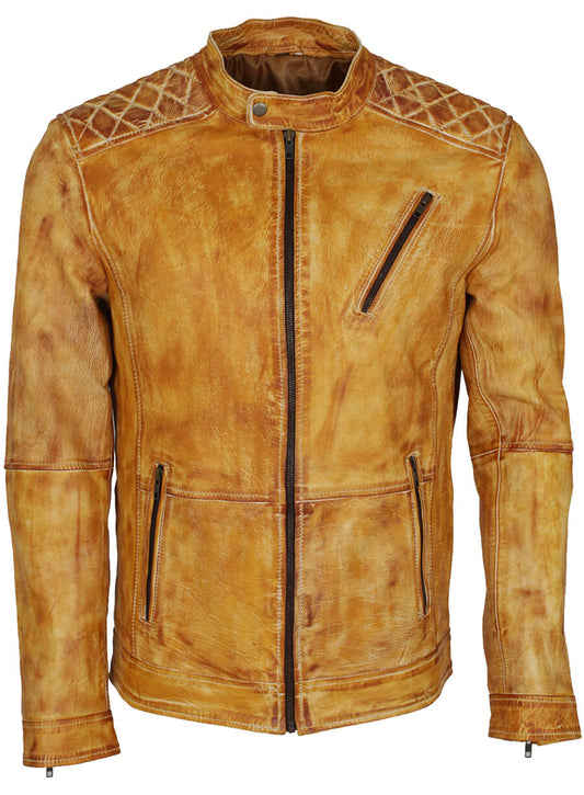 Men's Yellow Waxed Leather Jacket