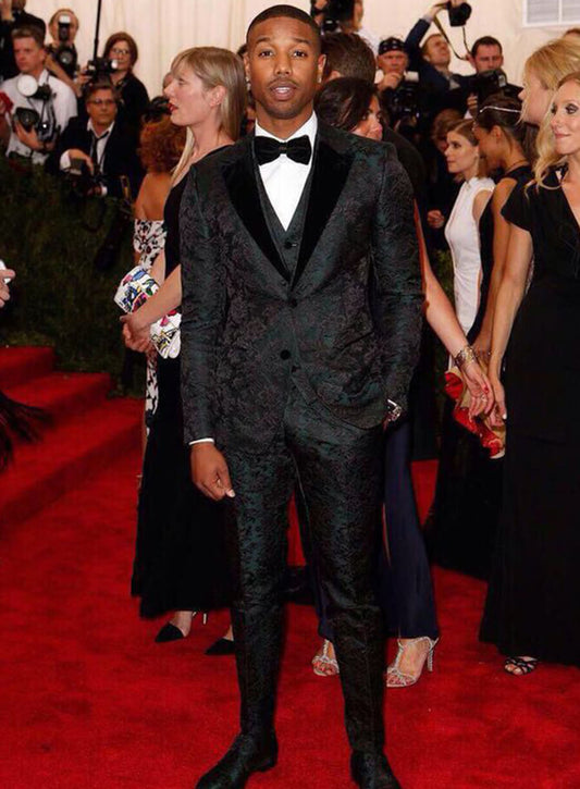 Michael B. Jordan Black Velvet Suit