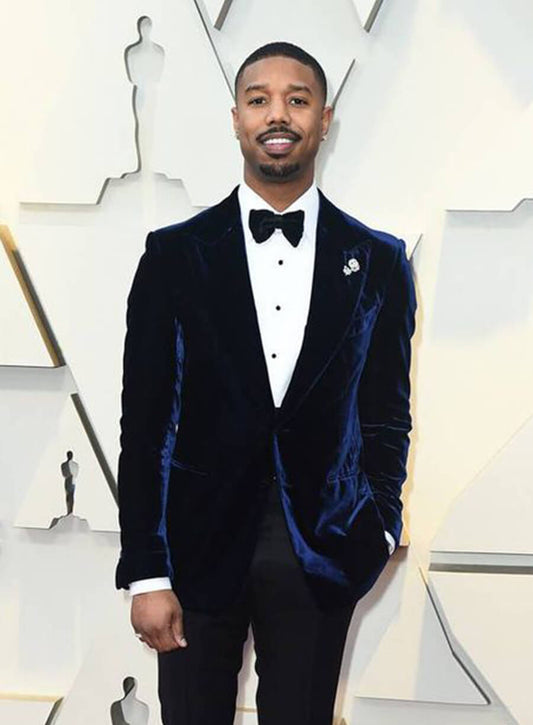 Michael B. Jordan Blue Velvet Blazer