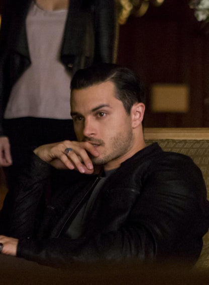 Michael Malarkey The Vampire Diaries S07 Black Leather Jacket