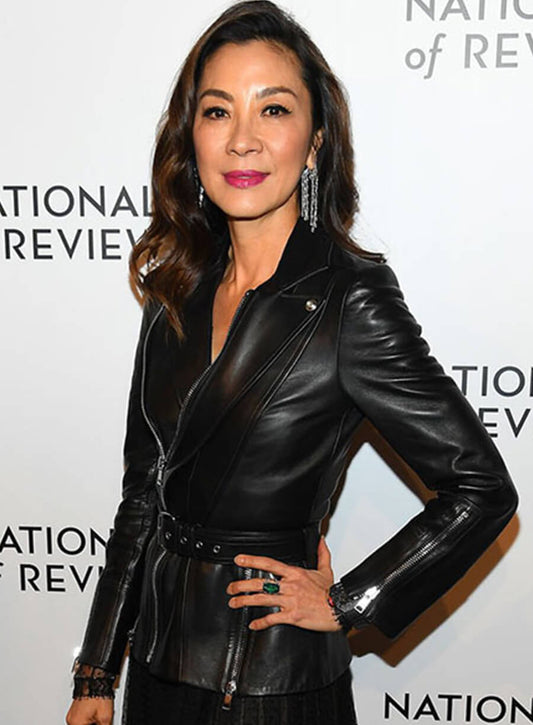 Michelle Yeoh Black Leather Jacket