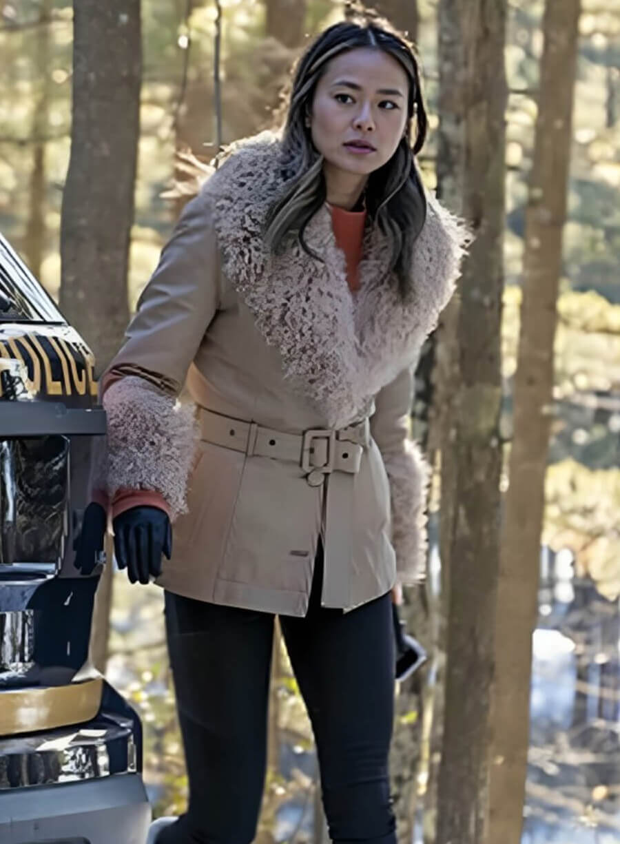 Molly Park Dexter New Blood Beige Leather Fur Jacket