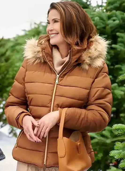 Nora Winters How to Fall in Love by Christmas Brown Puffer Jacket