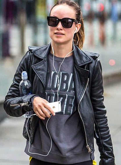 Olivia Wilde Black Leather Jacket