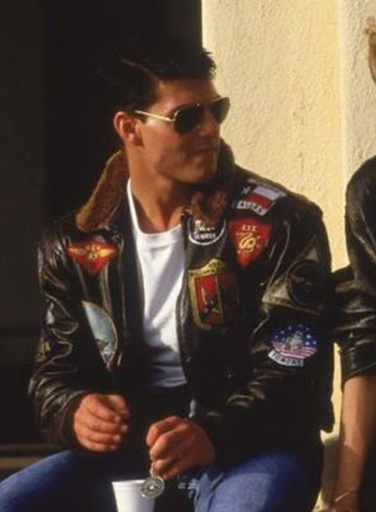 Pete Mitchell Top Gun Black Leather Jacket