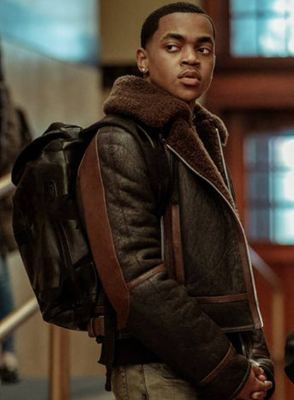 Power Book II: Ghost Tariq St. Patrick Brown Shearling Leather Jacket