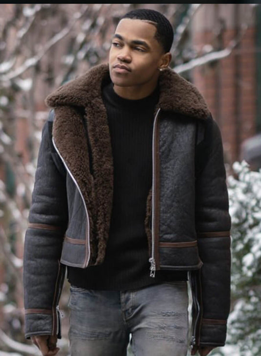 Power Book II: Ghost Tariq St. Patrick Brown Shearling Leather Jacket