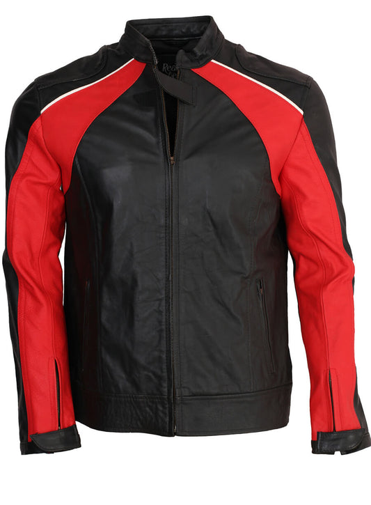 Red and Black Men Biker Jacket