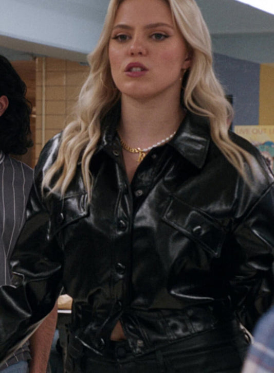 Regina George Mean Girls 2024 Black Cropped Leather Jacket