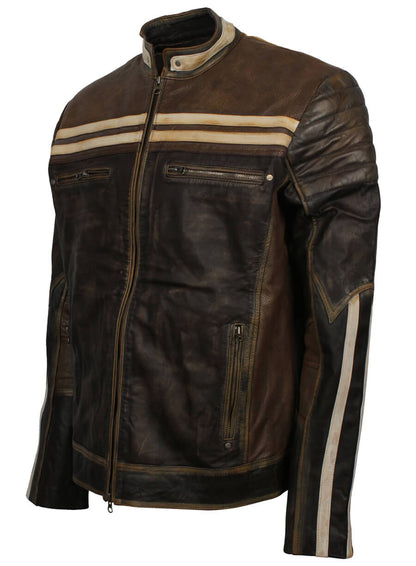 Retro Brown Distressed Leather Jacket