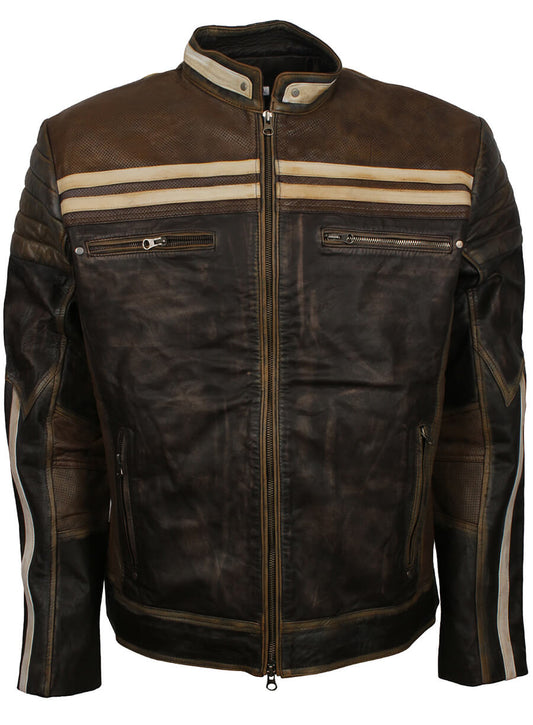 Retro Brown Distressed Leather Jacket