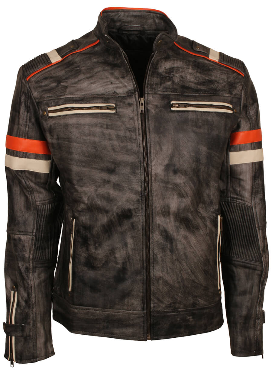 Retro Distressed Leather Biker Jacket