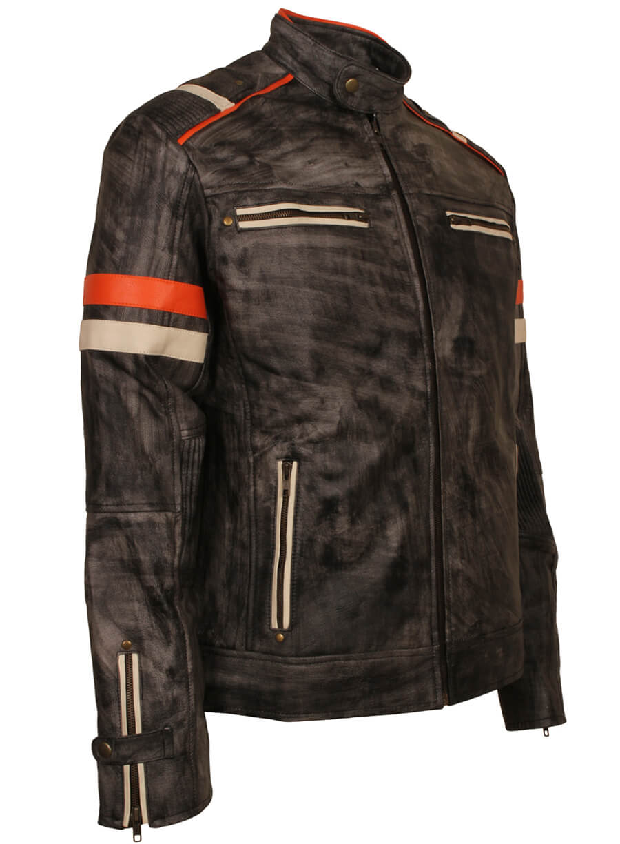 Retro Distressed Leather Biker Jacket