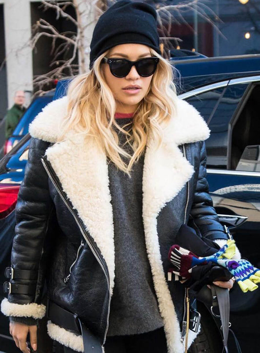 Rita Ora Black Leather Jacket