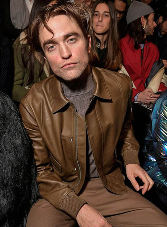 Robert Pattinson Brown Leather Jacket