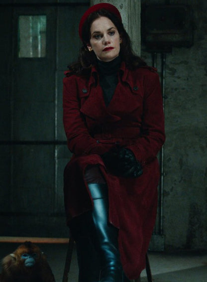 Ruth Wilson His Dark Materials Red Suede Coat