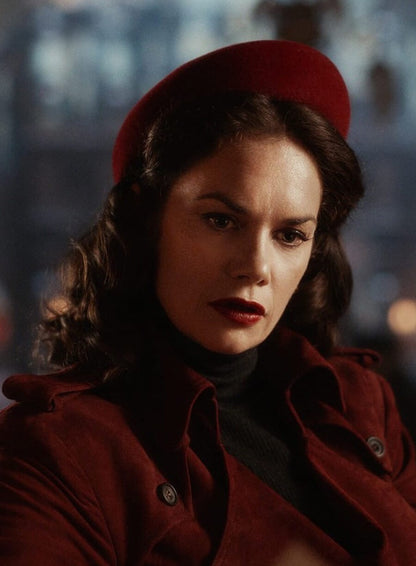 Ruth Wilson His Dark Materials Red Suede Coat