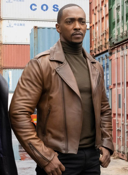 Sam Wilson The Falcon and the Winter Soldier Brown Leather Jacket