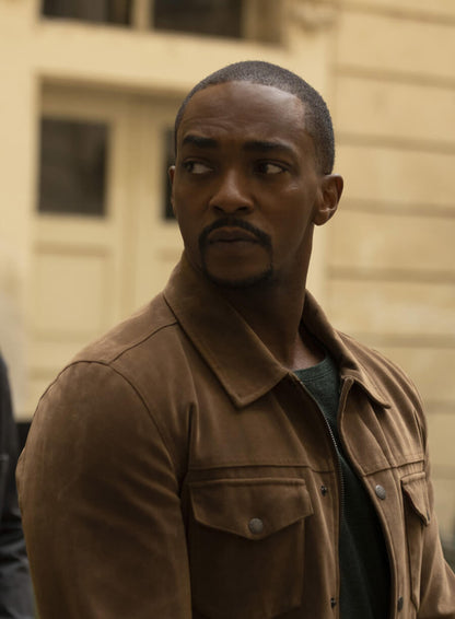 Sam Wilson The Falcon and the Winter Soldier Brown Suede Jacket