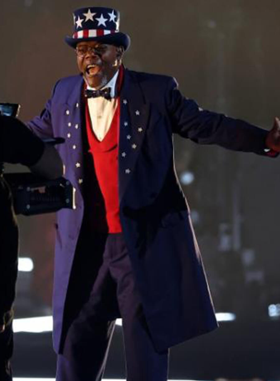 Samuel L. Jackson Super Bowl 2025 Blue Coat