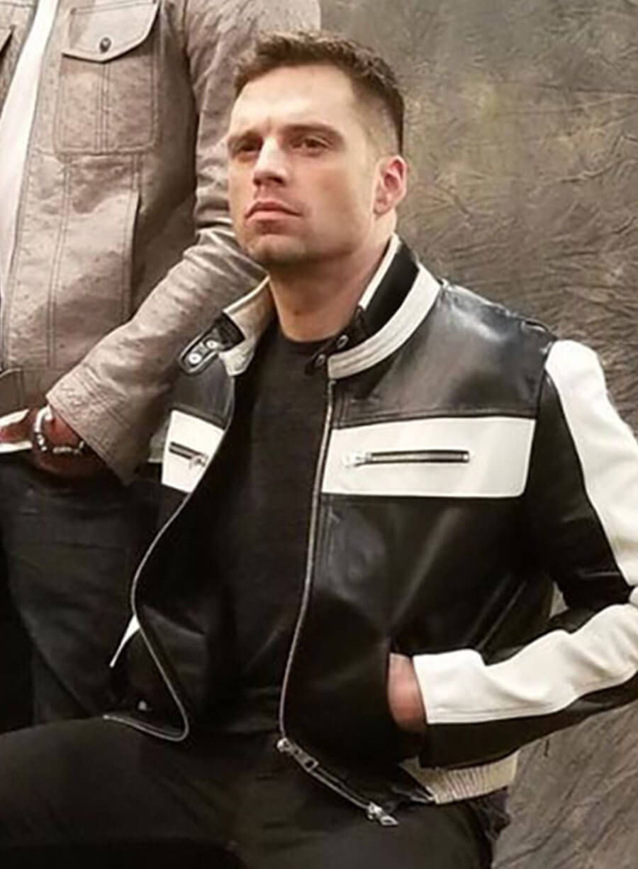 Sebastian Stan Black Leather Jacket