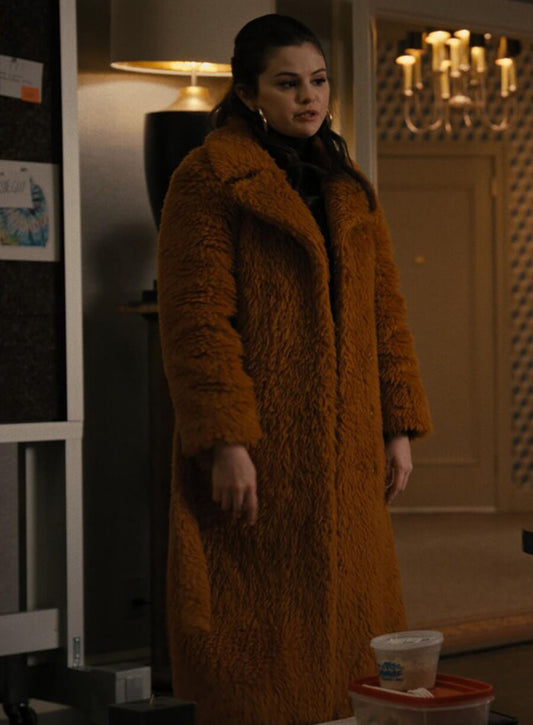 Selena Gomez Only Murders in the Building Brown Fur Coat