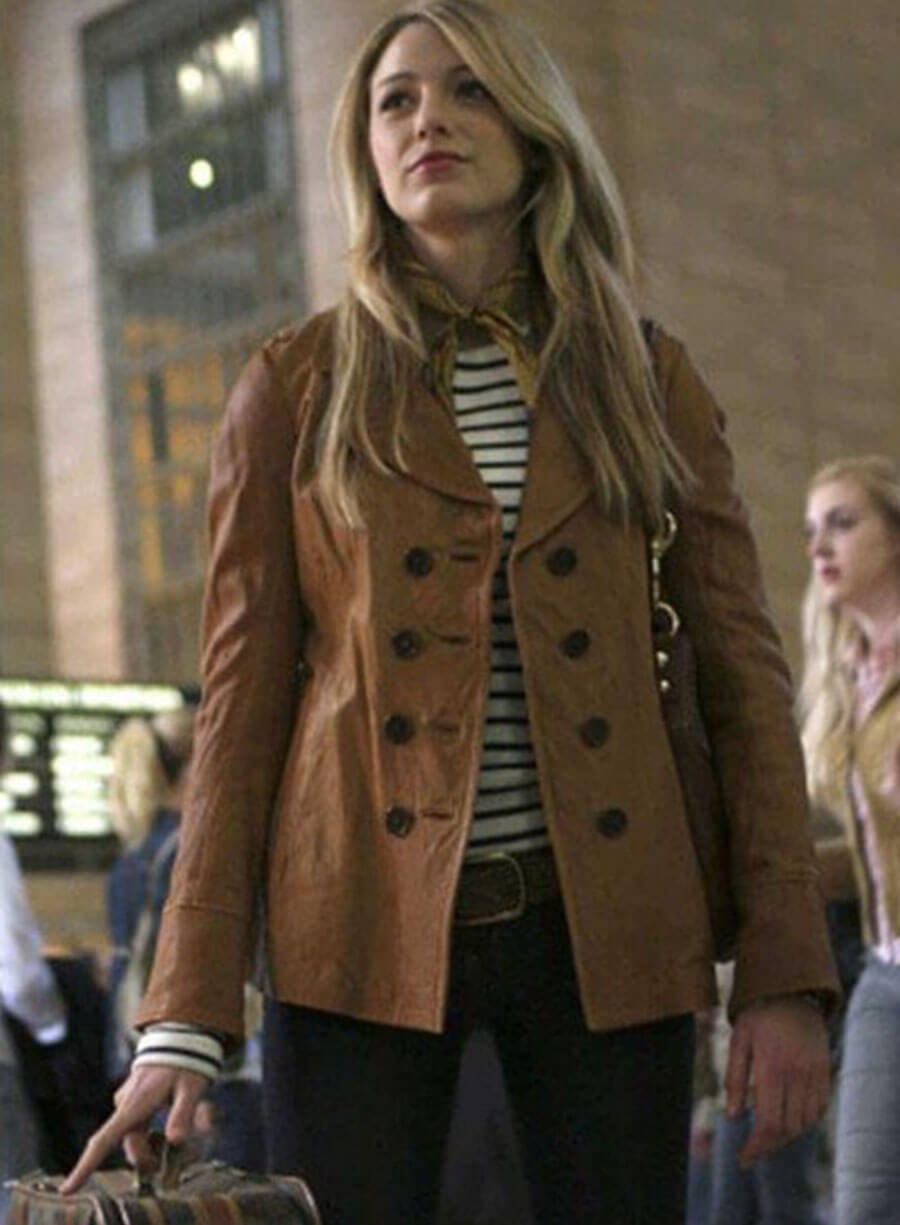 Serena van der Woodsen Gossip Girl Leather Coat