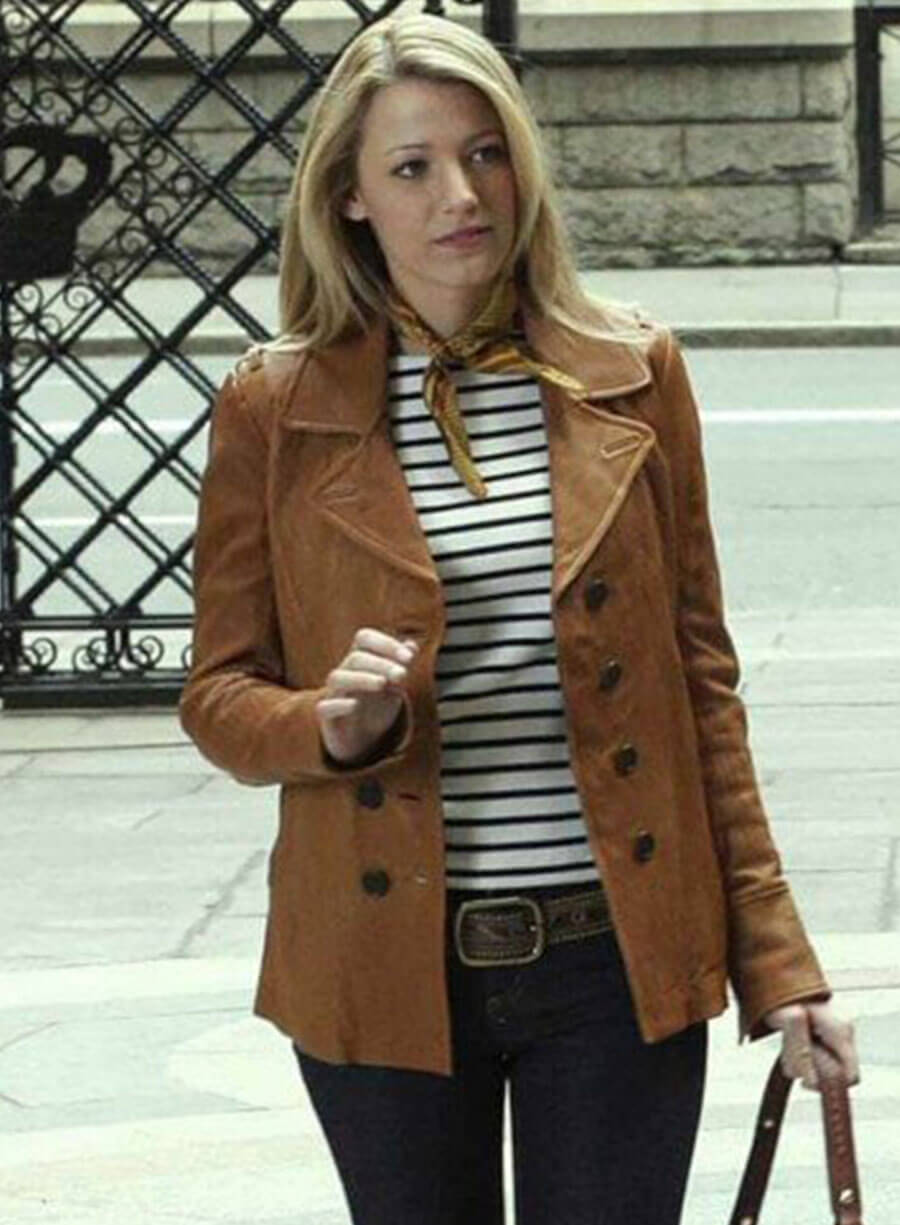 Serena van der Woodsen Gossip Girl Leather Coat