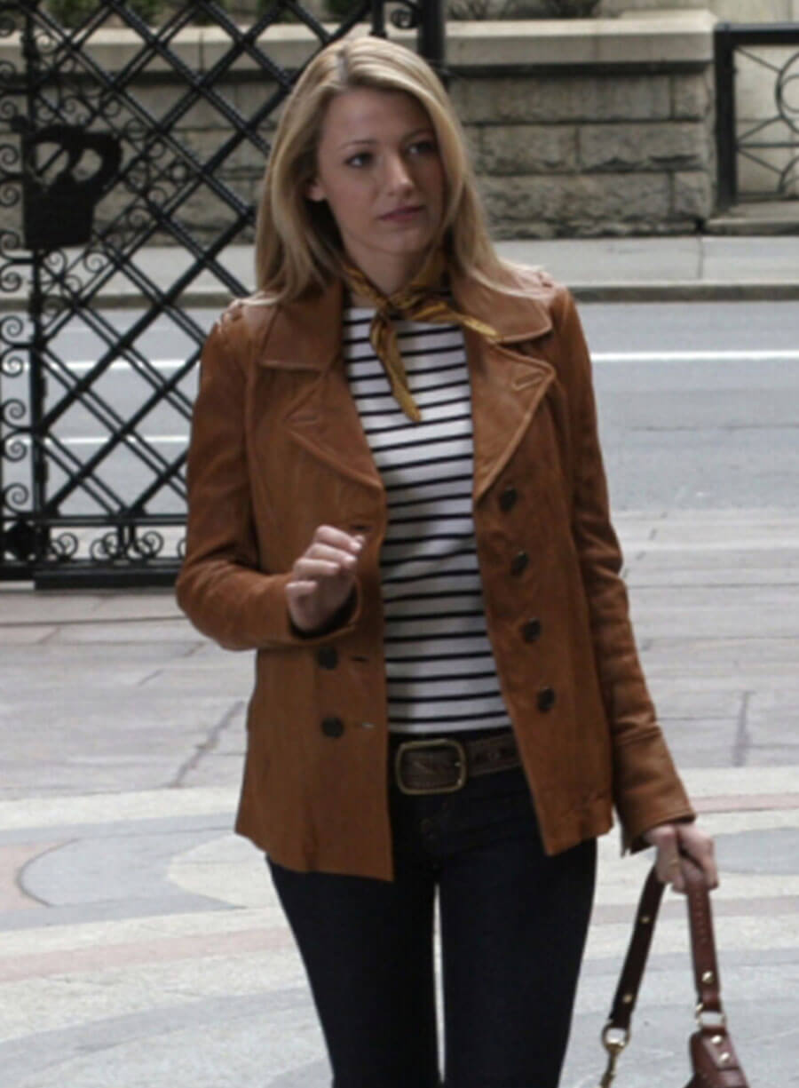 Serena van der Woodsen Gossip Girl Leather Coat