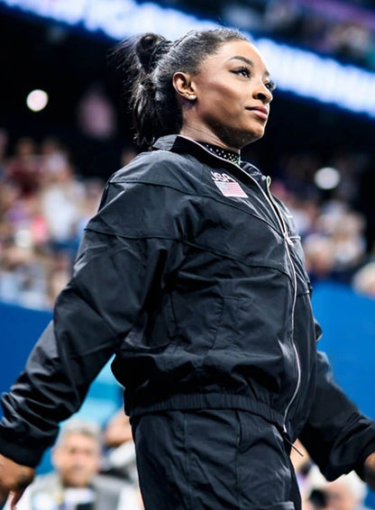 Simone Biles Paris Olympics Black Track Jacket