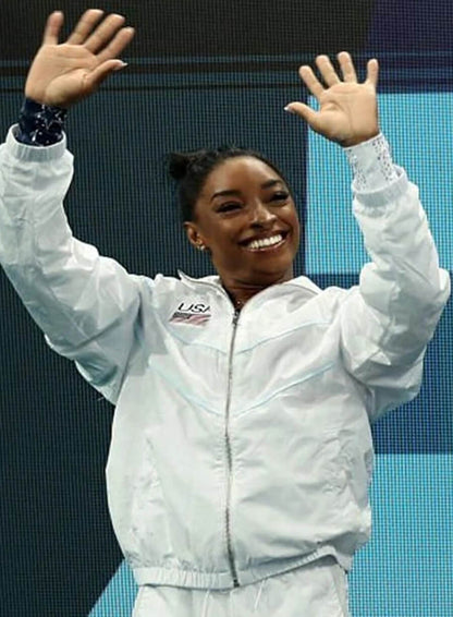 Simone Biles Paris Olympics White Track Jacket