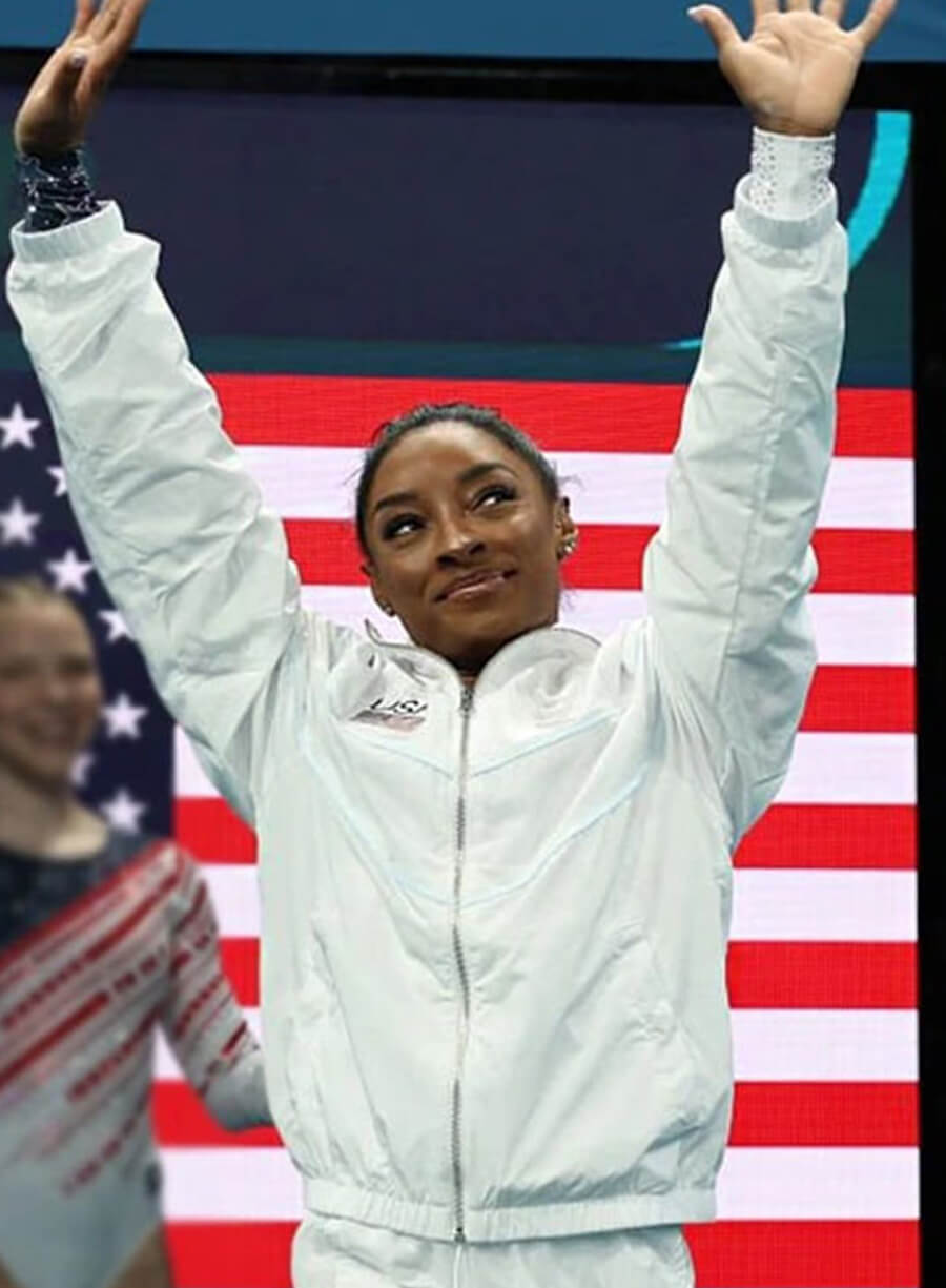 Simone Biles Paris Olympics White Track Jacket