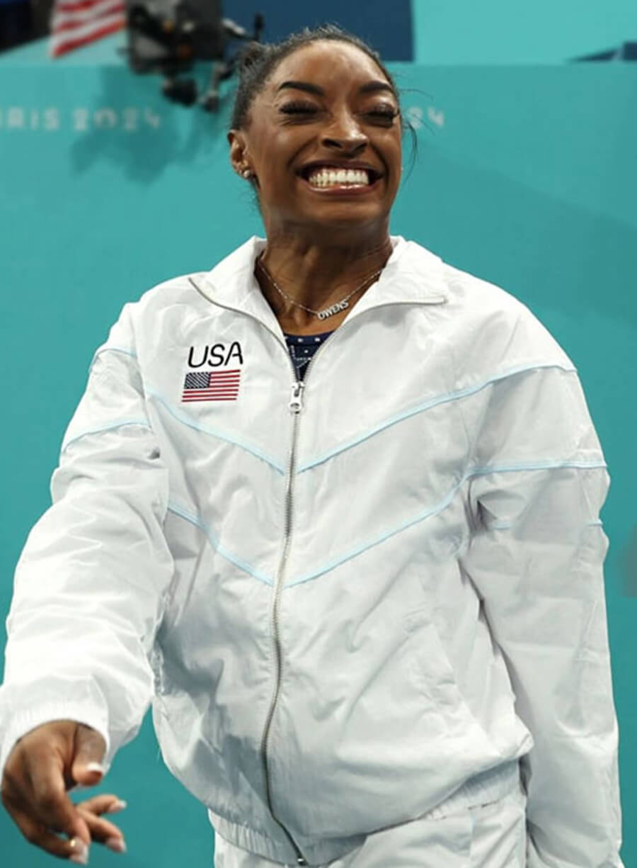 Simone Biles Paris Olympics White Track Jacket