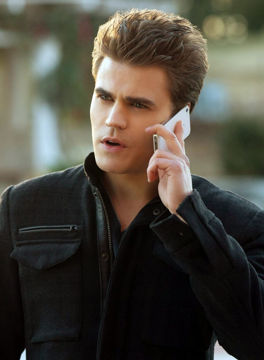 Stefan Salvatore The Vampire Diaries S04 Black Wool Jacket