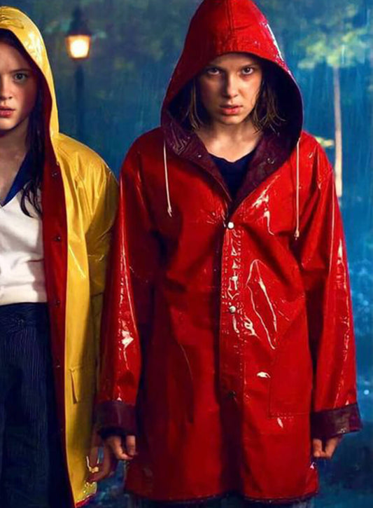 Stranger Things Eleven Red PU Leather Coat