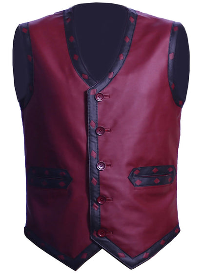 The Warriors Game Maroon Leather Vest
